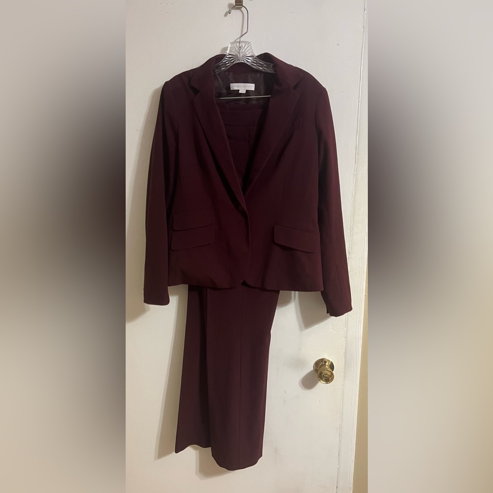 New York & Company Burgundy Blazer and Skirt Set
